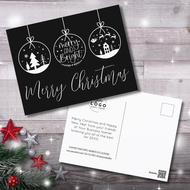 Weihnachten mit modernen Logos (Modern Business Ornaments Christmas Holiday Postcard)
