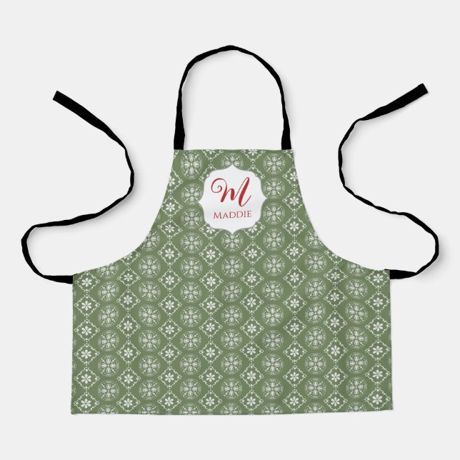 Weihnachten Mit Monogramm Niedliche einfache Schne Schürze (Vorderseite)