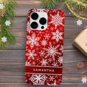 Weihnachten Mit Monogramm Roter Schneeflocken Case-Mate iPhone 14 Pro Max Hülle