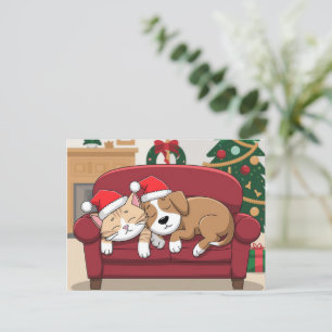 Weihnachten mit niedlicher Hundeschütze Postkarte