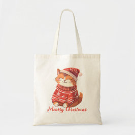 Weihnachten mit Niedlicher Katze in Feiertaghut Tragetasche