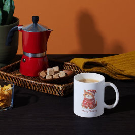 Weihnachten mit Niedlicher Katze in Hut und Pullov Kaffeetasse