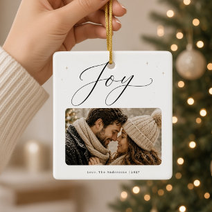 Weihnachten mit personalisiertem Familienfoto Keramikornament