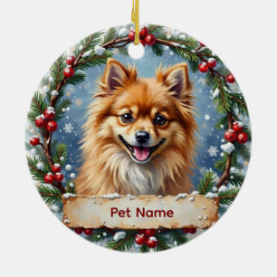 Weihnachten mit Pomeranian Keramik Ornament