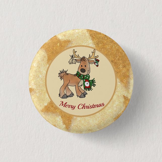 Weihnachten mit Ren Button (Vorderseite)
