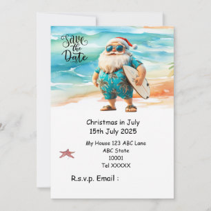 Weihnachten mit SANTA CLAUS Save the Date im Juli Einladung