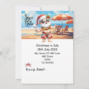 Weihnachten mit SANTA CLAUS Save the Date im Juli Einladung