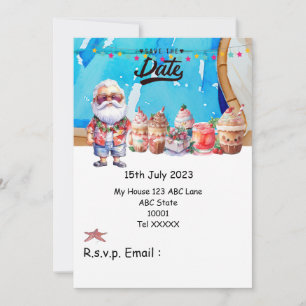 Weihnachten mit SANTA CLAUS Save the Date im Juli Einladung