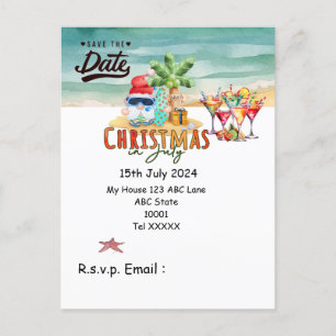 Weihnachten mit SANTA CLAUS Save the Date im Juli Postkarte