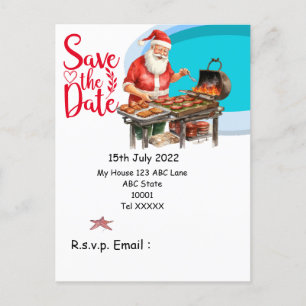 Weihnachten mit SANTA CLAUS Save the Date im Juli Postkarte