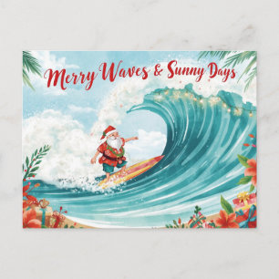 Weihnachten mit SANTA CLAUS surfen Postkarte