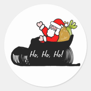 Weihnachten mit Santa und Schlitten Runder Aufkleber