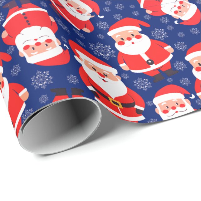 Weihnachten mit Schneeflocken | Navy Blue Santa Geschenkpapier (Rolleneckpunkt)