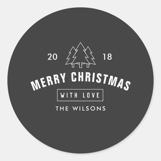 Weihnachten mit Schwarzweiß-Logos Runder Aufkleber (Vorderseite)