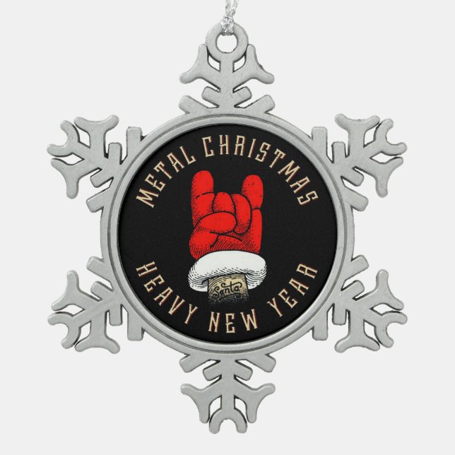 Weihnachten mit Schwermetall Schneeflocken Zinn-Ornament (Vorderseite)