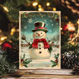 Weihnachten mit Snowman und festlichem Dorf Einladung