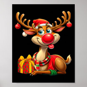 Weihnachten mit süßen Rentieren Lustiges Weihnacht Poster