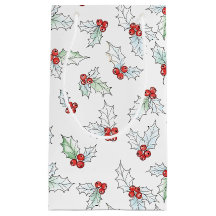 Weihnachten mit Wasserfarben-Stechpalmenblättern u