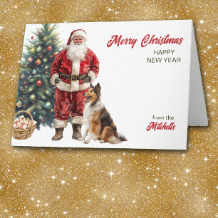 Weihnachten mit Weihnachtsmann und Collie