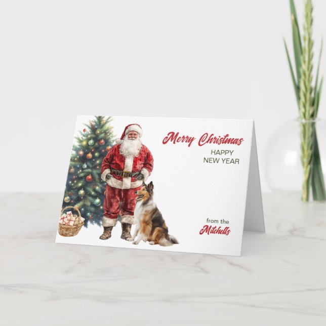 Weihnachten mit Weihnachtsmann und Collie (Vorderseite)