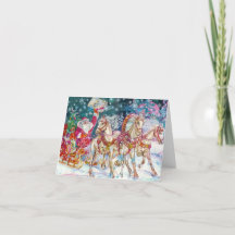 Weihnachten mit Weihnachtsmann und Pferden