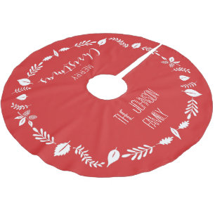 Weihnachten mit weißem Blätter Polyester Weihnachtsbaumdecke