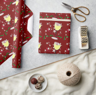 Weihnachten mit Weißwein Geschenkpapier