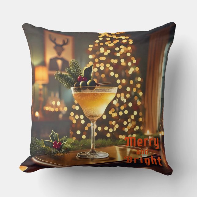 Weihnachten Mitte des Jahrhunderts Merry & Bright  Kissen (Vorderseite)