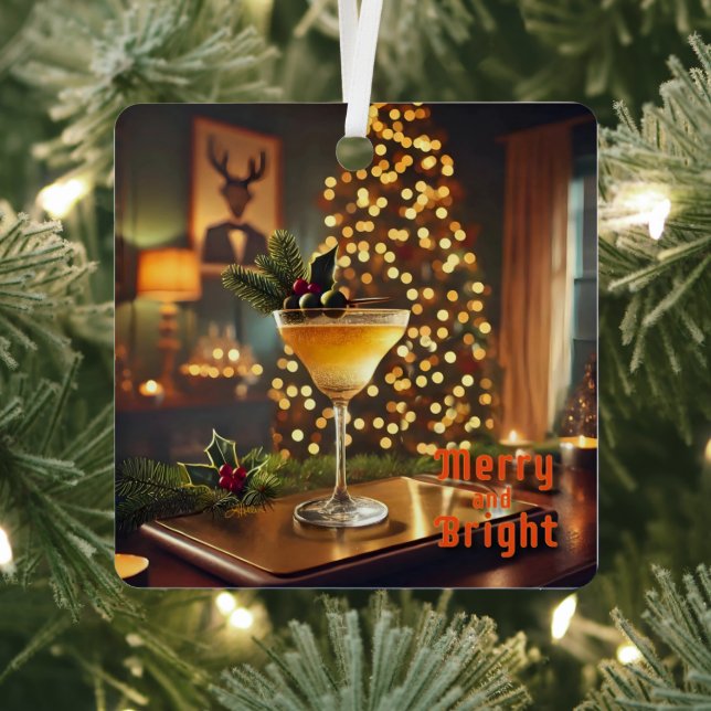 Weihnachten Mitte des Jahrhunderts Merry & Bright  Ornament Aus Metall (InSitu)
