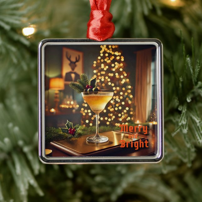 Weihnachten Mitte des Jahrhunderts Merry & Bright  Ornament Aus Metall (Baum)