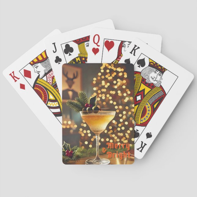 Weihnachten Mitte des Jahrhunderts Merry & Bright  Spielkarten (Rückseite)