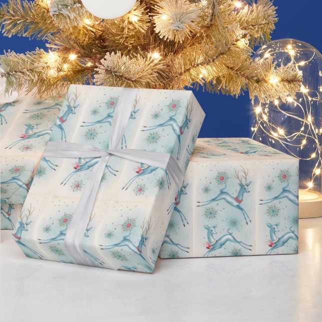Weihnachten Mitte des Jahrhunderts Moderner Rentie Geschenkpapier (Feiertage)