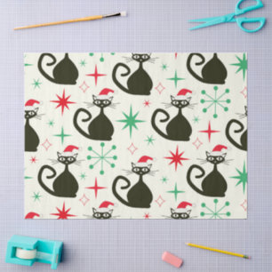 Weihnachten Mitte des Jahrhunderts Retro Atomkatze Seidenpapier