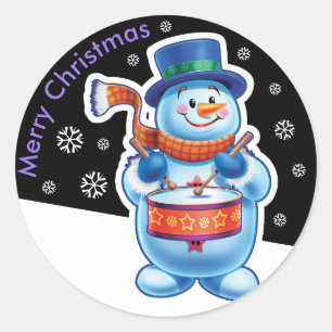 Weihnachten Mitternachtsaufkleber Snowman Schlagze Runder Aufkleber