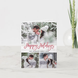 Weihnachten modern 4 FOTO Rustikale Holz-Grußkarte