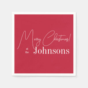 Weihnachten Modern Frohe Weihnachten Familienname  Serviette