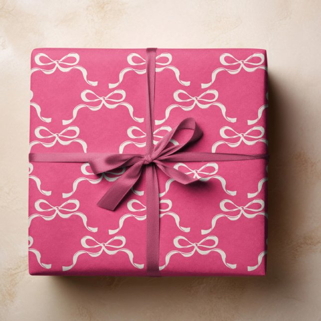 Weihnachten Modern Pink Holiday Bows Geschenkpapier Set (Von Creator hochgeladen)