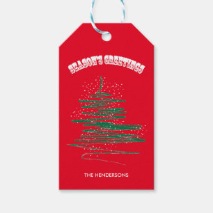 Weihnachten Modern Whimsical Tree - Rot Geschenkanhänger