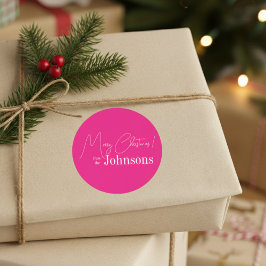Weihnachten Moderne Familie heiß rosa Runder Aufkleber