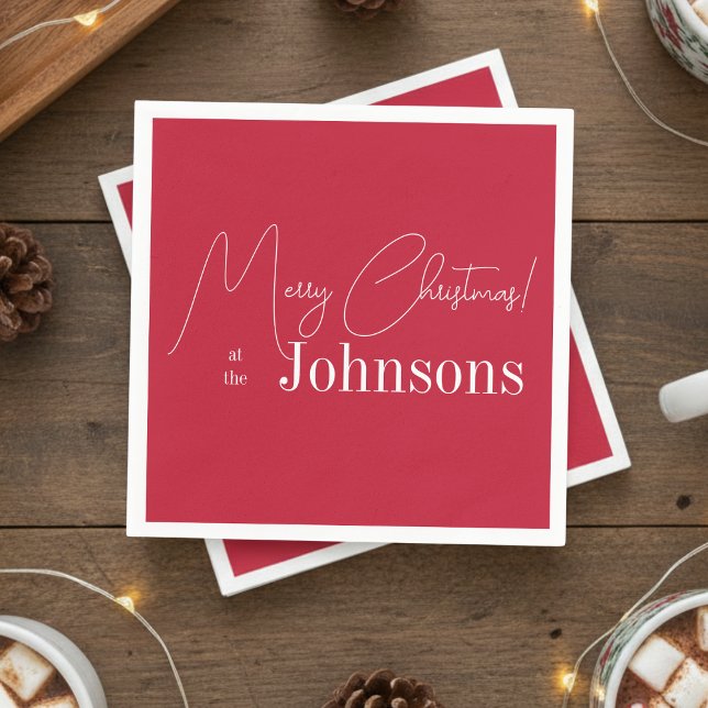 Weihnachten Moderne frohe Weihnachtsfamilie Name R Serviette (Von Creator hochgeladen)