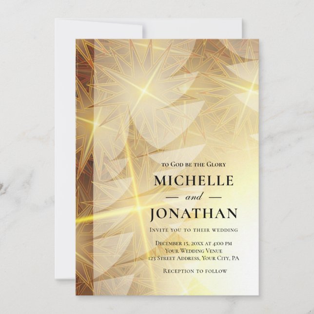 Weihnachten Moderne Goldbäume Christlich Hochzeit Einladung (Vorderseite)