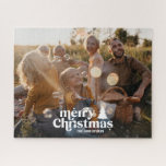 Weihnachten Moderne minimale Foto Collage einzigar<br><div class="desc">Weihnachten moderne minimale Retro-Typografie-Foto Geschenk einzigartig elegante und einfache Design.</div>