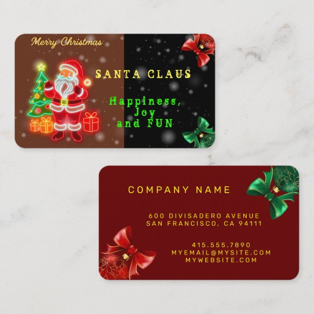 Weihnachten Moderne Neon Holiday Collection Visitenkarte (Vorne/Hinten)