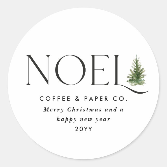 Weihnachten Moderne Typografie 1 Foto Runder Aufkleber (Vorderseite)