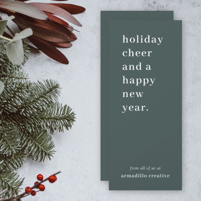 Weihnachten | Modernes dunkles grünes Unternehmen (Elegant forest green business Christmas card created for stylish, festive, & professional greetings)