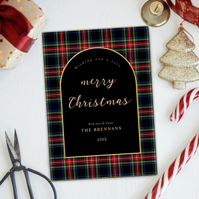 Weihnachten Modernes Elegantes Festival Tartan (Christmas Modern Elegant Festive Tartan Holiday Card)