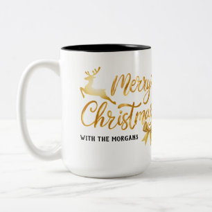 Weihnachten   Modernes Minimalistisch   Personalis Zweifarbige Tasse