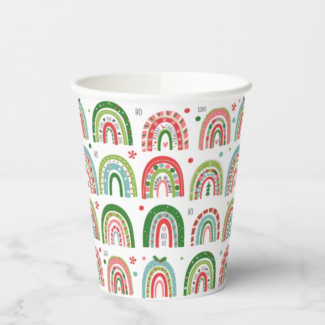 Weihnachten Modernes Regenbogenmuster Pappbecher (Links)