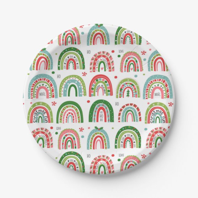 Weihnachten Modernes Regenbogenmuster Pappteller (Vorderseite)