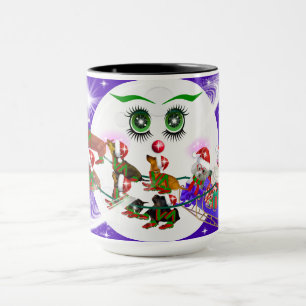 Weihnachten Moon Santa & Würstchen Hunde Tasse